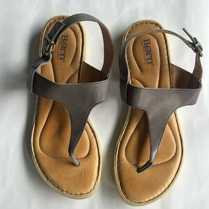 Born Taupe (Tan / Gray) Sandals with Ankle Strap